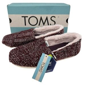 Toms Alpargata Cozy Slip-On Faux Fur Lined Knit Flat Shoes Womens 8